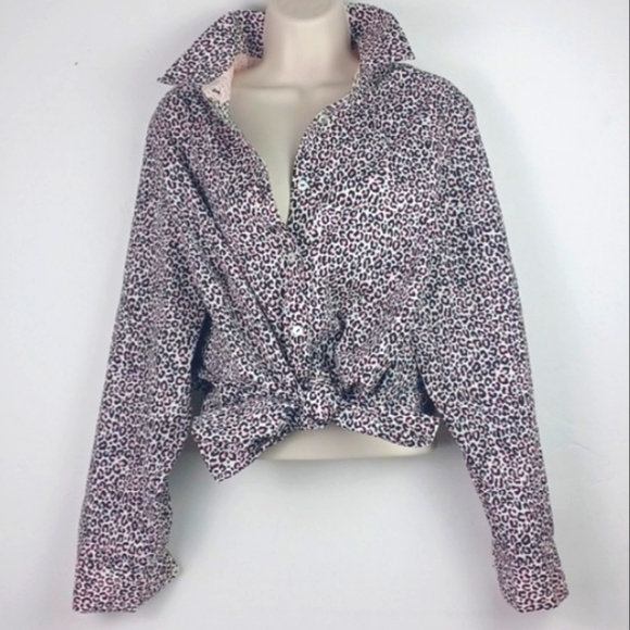 Foxcroft Tops - FOXCROFT NYC Pink Cheetah Long Sleeve Collar Versatile Button Down Blouse SZ 18W